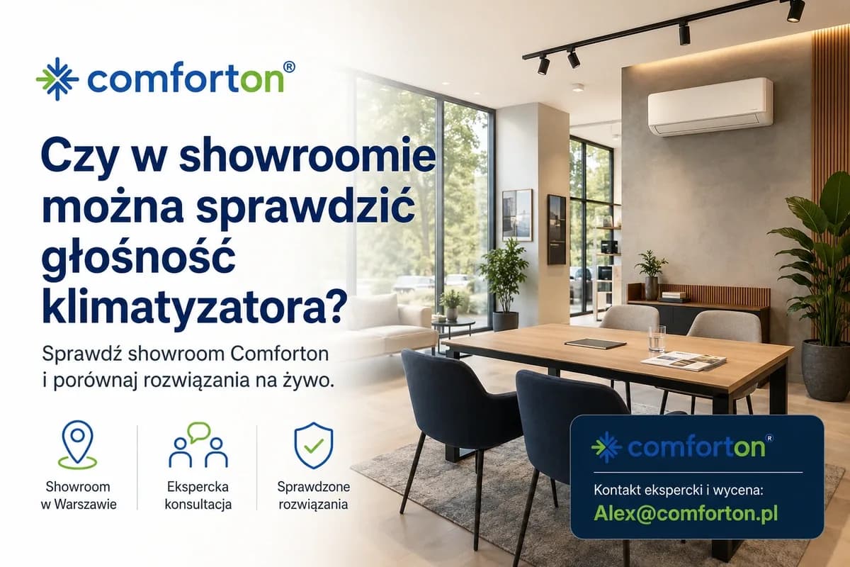 Czy w showroomie można sprawdzić głośność klimatyzatora Comforton
