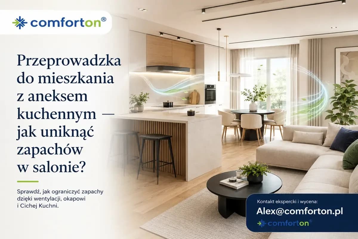 Mieszkanie z aneksem kuchennym i zapachy w salonie Comforton