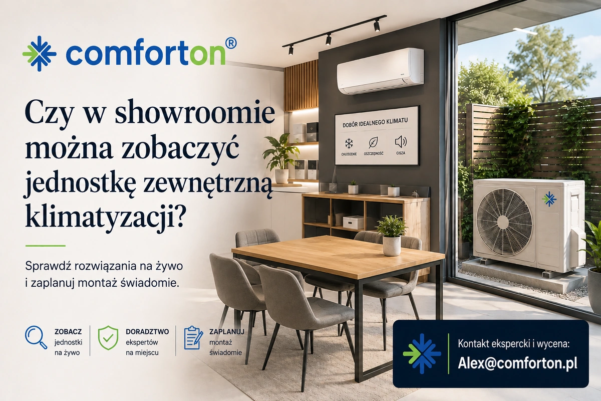 Czy w showroomie można zobaczyć jednostkę zewnętrzną klimatyzacji Comforton