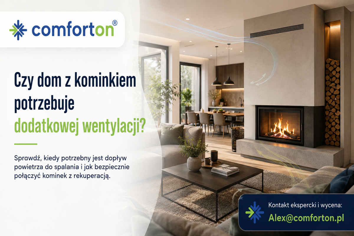 Dom z kominkiem i dodatkową wentylacją Comforton