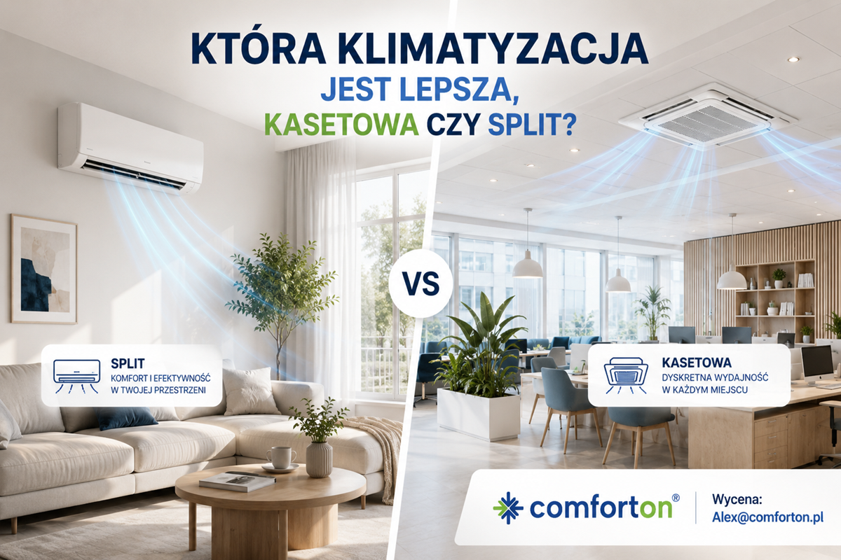 Klimatyzacja kasetowa czy split w domu i biurze Comforton