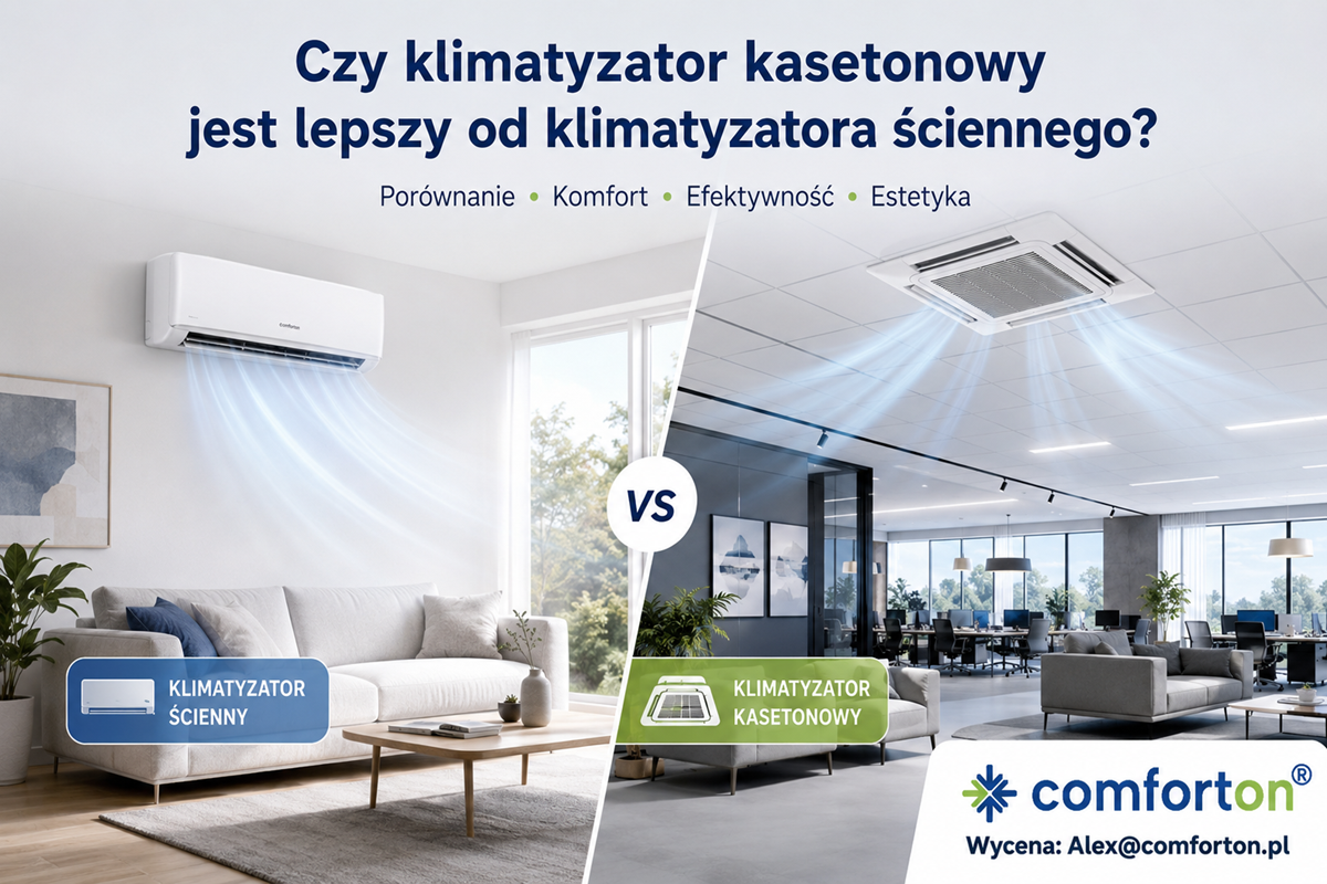 Klimatyzator kasetonowy czy ścienny w domu i biurze Comforton